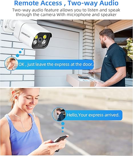 WESECUU 4K Poe Security Camera System, 8pcs Outdoor IP Cameras, 2-Way Talk, Human Detection